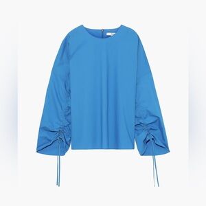 Tibi Cotton Poplin Ruched Top